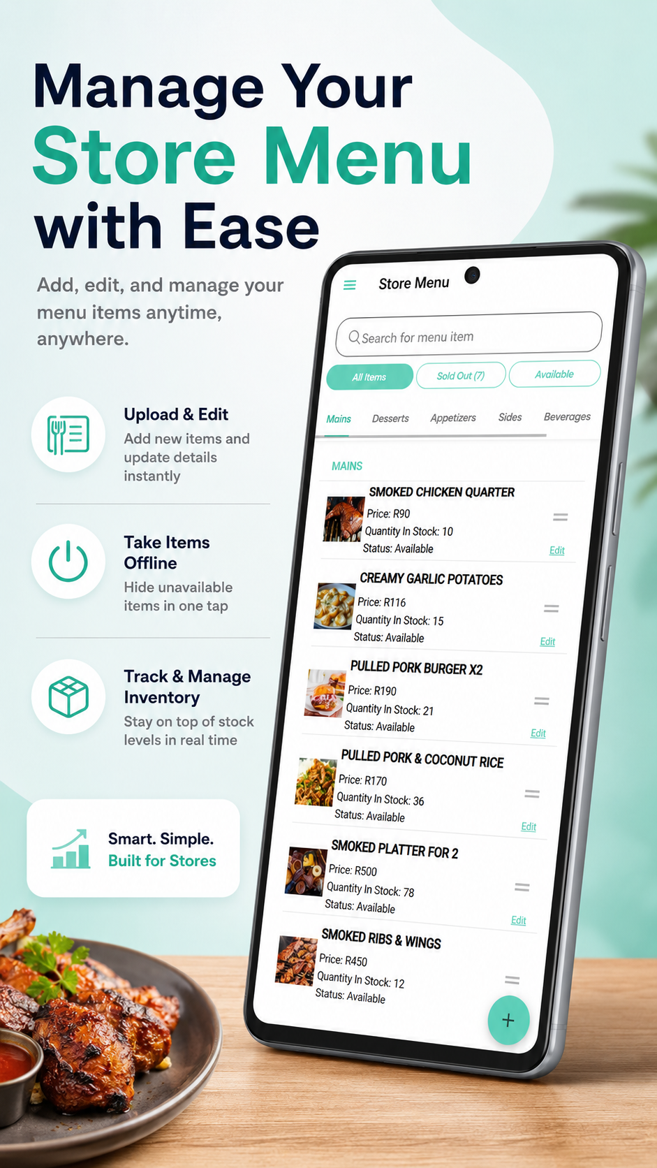Store Menu Management Screen