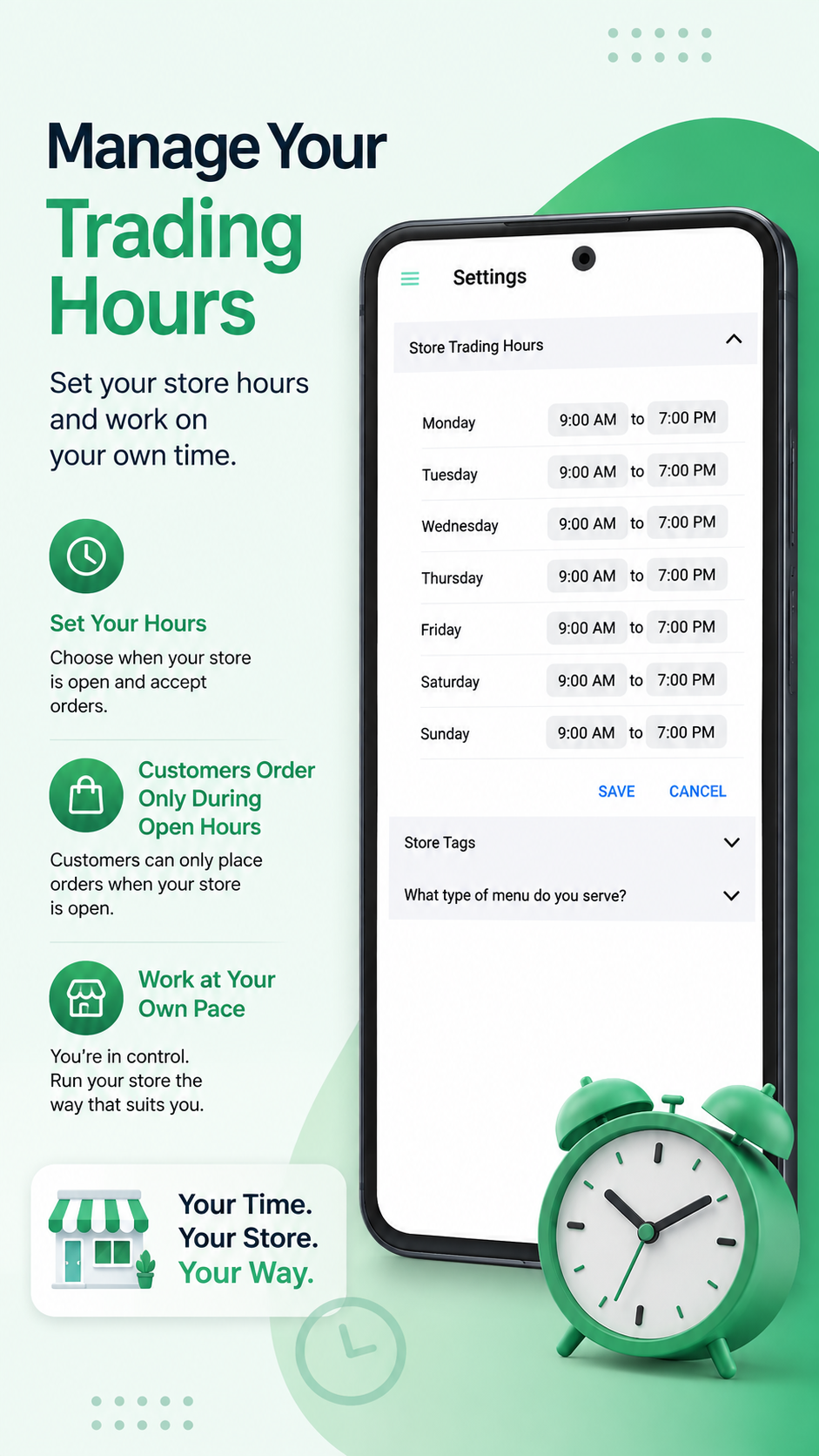 Trading Hours Configuration Screen