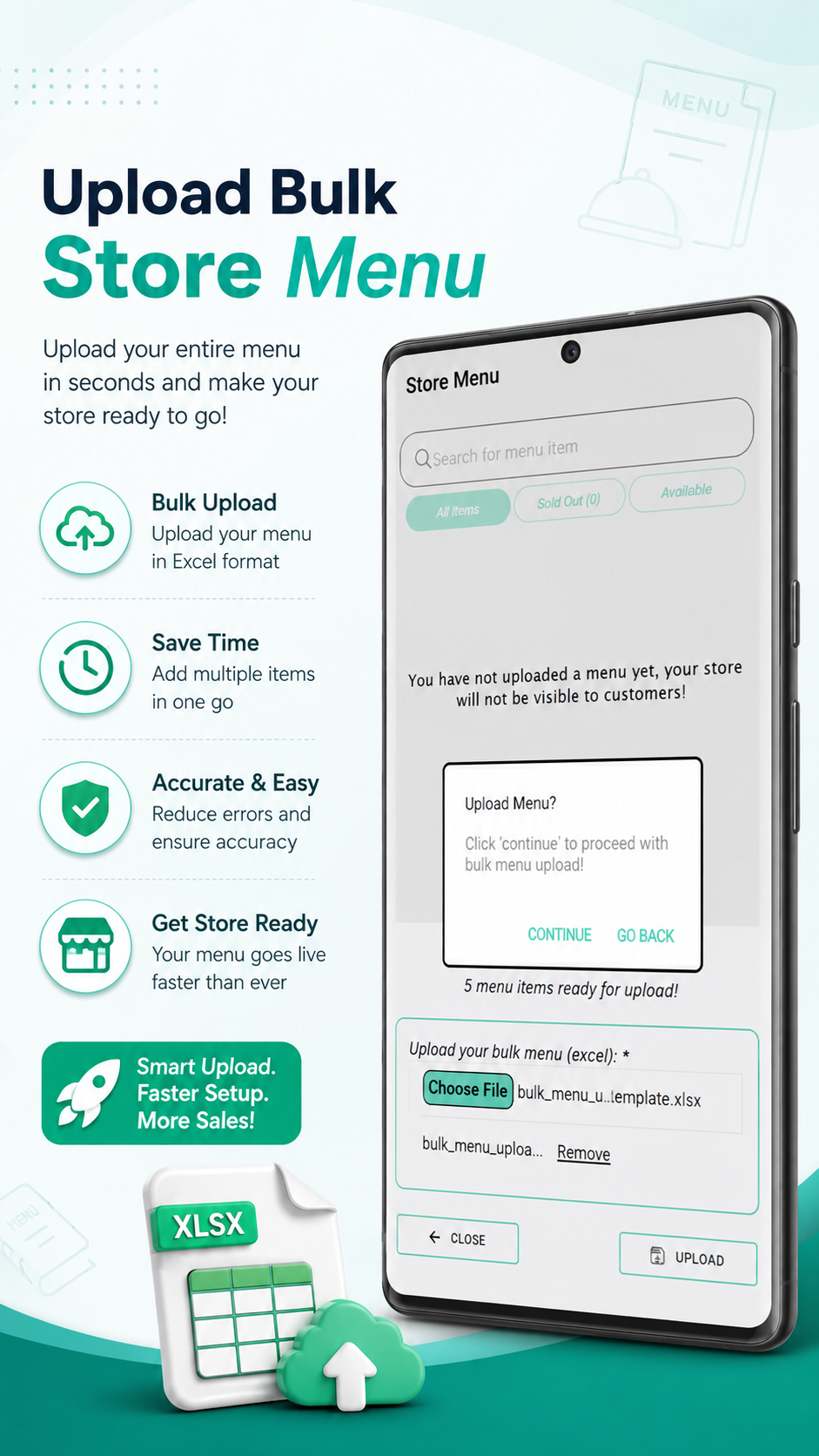 Upload Bulk Store Menu Screen